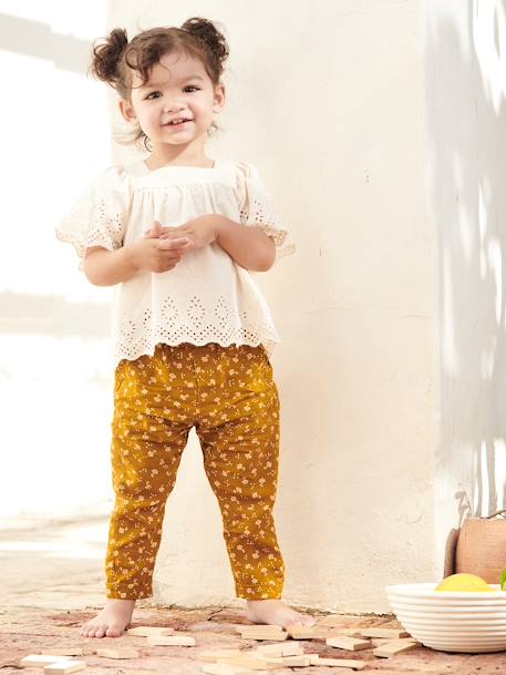 Short Sleeve Blouse in Broderie Anglaise, for Babies ecru 