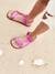 Hook-and-Loop Leather Sandals for Girls fuchsia+lilac 