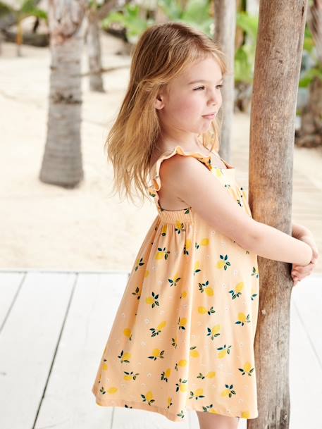 Strappy Dress for Girls rosy apricot 