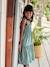 Smocked Strappy Dress, for Girls apricot+emerald green+printed white 