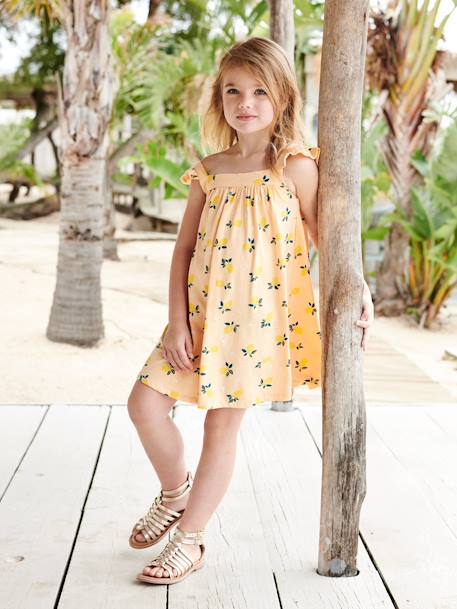 Strappy Dress for Girls rosy apricot 