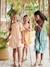 Cotton Gauze Dress for Girls rosy apricot+sky blue 