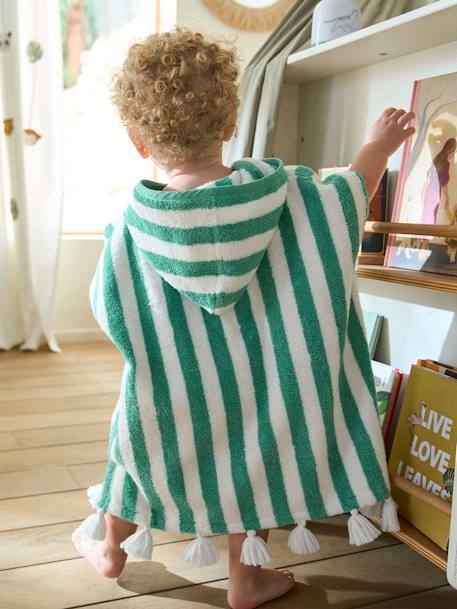 Striped Bathing Poncho for Babies GREEN MEDIUM METALLIZED+Pink+striped yellow 