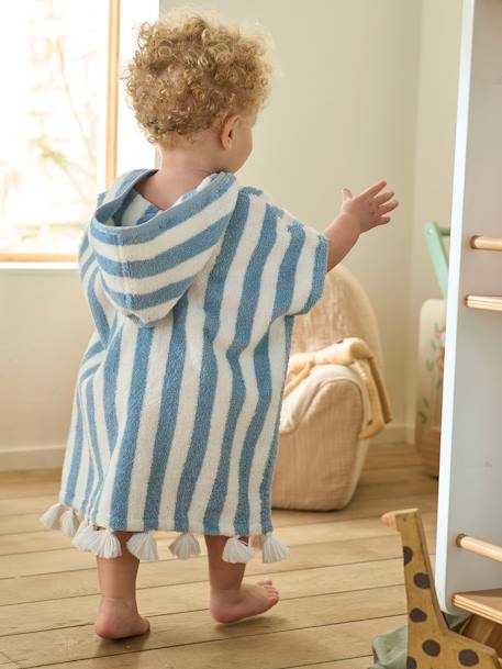 Striped Bathing Poncho for Babies Blue+GREEN MEDIUM METALLIZED+Pink+striped yellow 