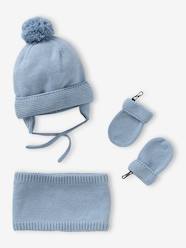 -Beanie + Snood + Mittens Set for Baby Boys, Basics