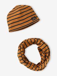 Striped Beanie + Infinity Scarf Set for Boys