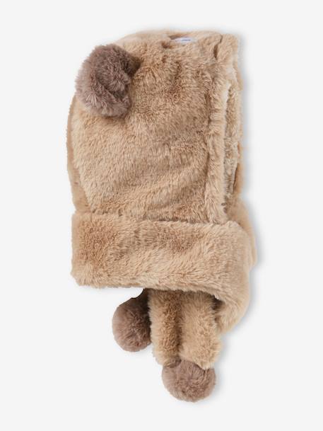 Bear Beanie-Scarf for Babies beige 