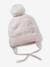 Beanie + Snood + Mittens Set for Baby Girls pale pink+rosy 