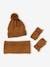 Cable-Knit Beanie + Snood + Mittens/Fingerless Mitts for Boys fir green+ochre 