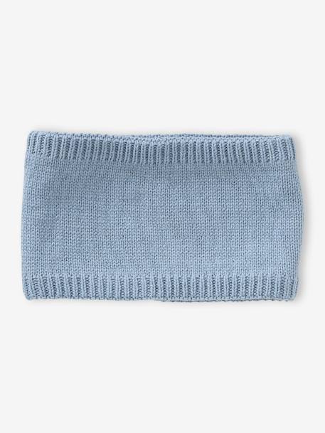 Beanie + Snood + Mittens Set for Baby Boys, Basics aqua green+grey blue 