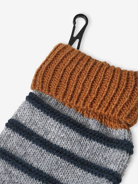 Sailor-Style Beanie + Snood + Mittens Set for Baby Boys marl grey 