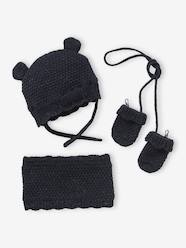 Baby-Beanie + Snood + Mittens Set for Baby Girls