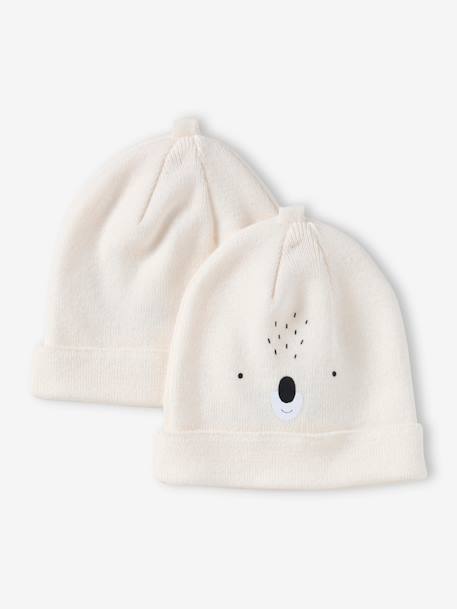 Pack of 2 Koala Beanies for Babies white 