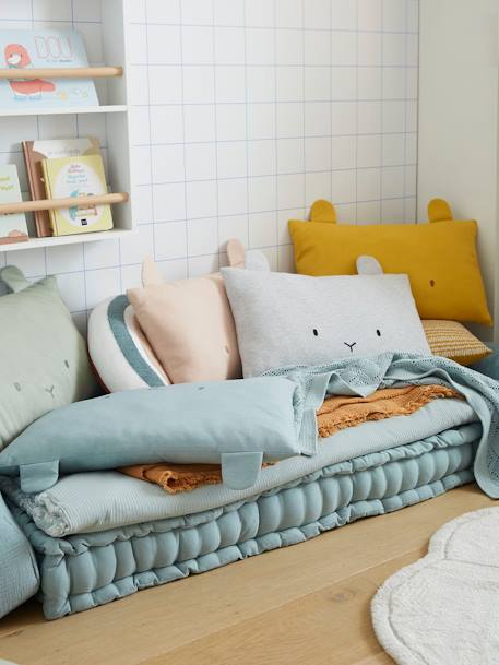 Animal Head Cushion grey blue+marl grey+mustard+rosy 