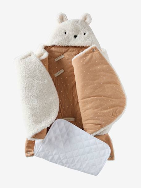 Transformable Baby Nest in Plush Fabric, Bear Beige+ecru+khaki 