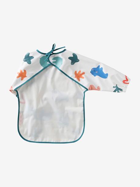 Smock-Like Bib with Long Sleeves Blue Checks+multicoloured+White Stripes+White/Print 