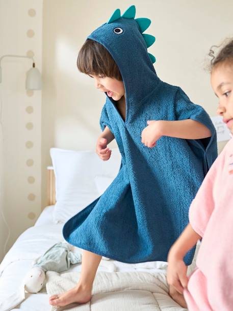 Bath Poncho for Children, Dino Blue 