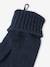 Colourblock Beanie + Infinity Scarf + Gloves or Mittens Set for Girls navy blue 