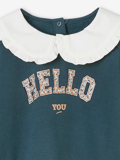 Romantic Sweatshirt with Peter Pan Collar for Girls apricot+navy blue 