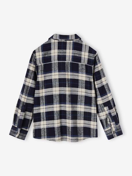 Chequered Flannel Shirt for Boys chequered white+night blue+slate blue 