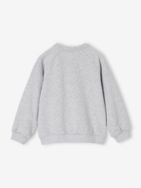 Fancy Sweatshirt for Girls ecru+emerald green+marl grey 