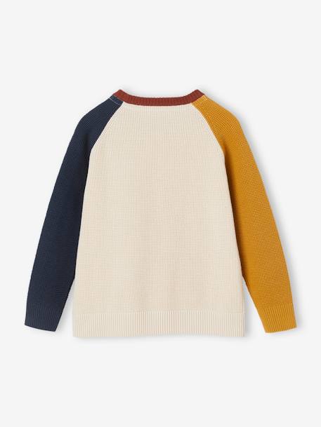 Colourblock-Effect Jumper for Boys ecru+marl grey 