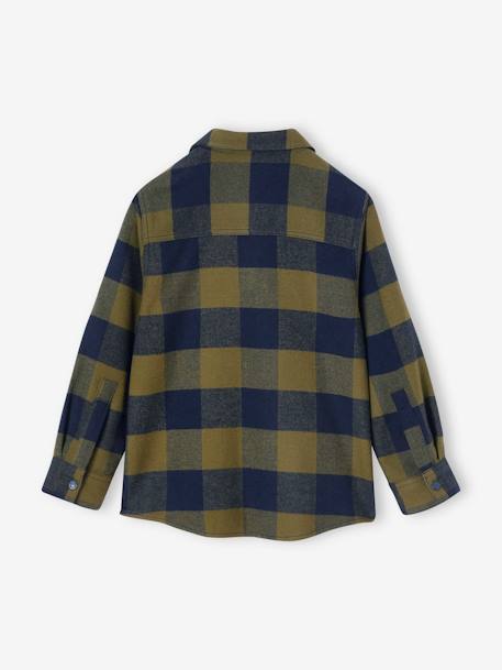 Flannel Shirt with Large Checks, for Boys olive+red 