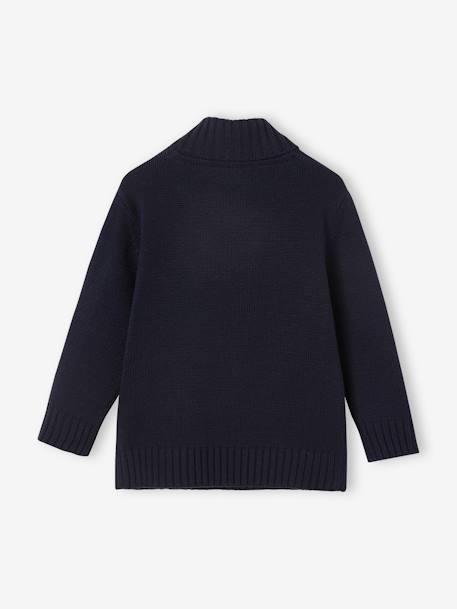 Marl Knit Jumper with Shawl Collar, for Boys navy blue 