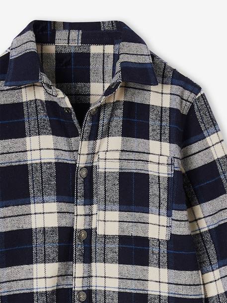 Chequered Flannel Shirt for Boys chequered white+night blue+slate blue 