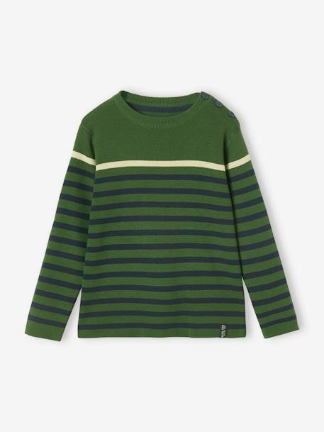 Sailor-Style Striped Jumper for Boys BROWN MEDIUM STRIPED+ecru+green+WHITE LIGHT SOLID WITH DESIGN 