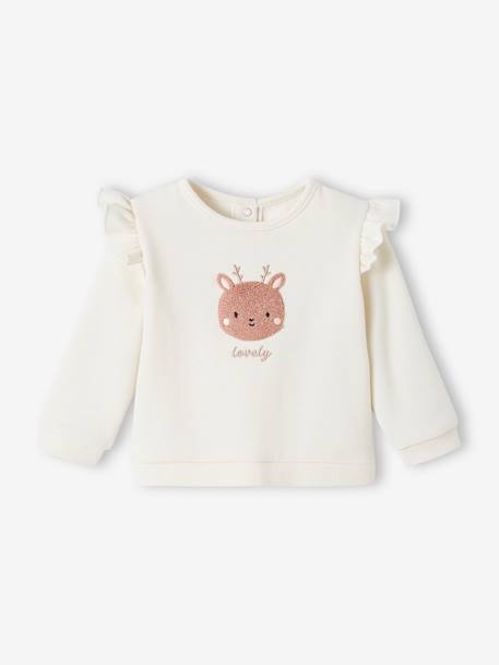Sweatshirt & Trousers Combo for Babies ecru+marl grey+nude pink 