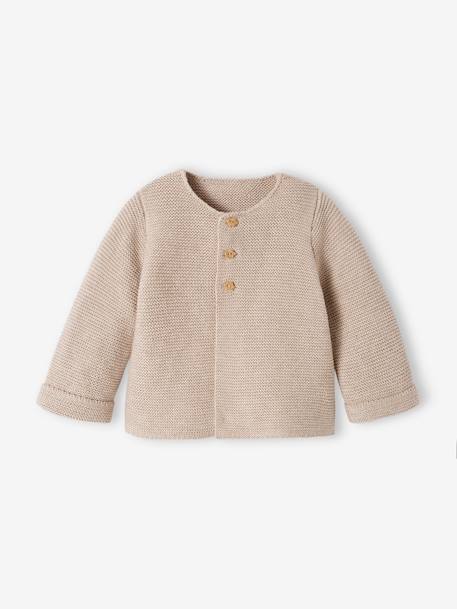 Cotton Cardigan for Babies BLUE DARK SOLID+cappuccino+marl beige 