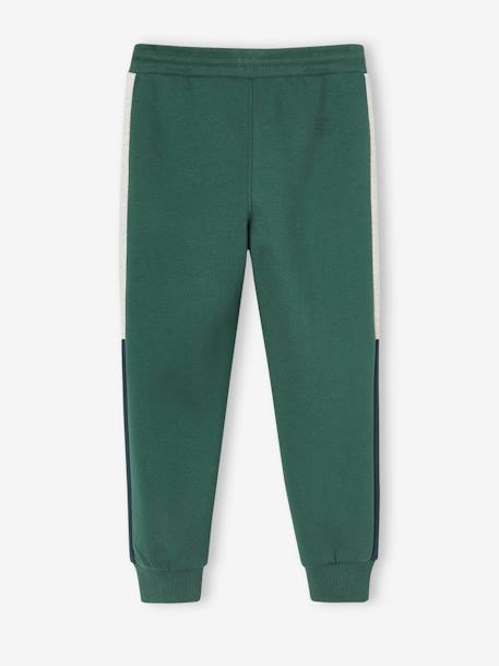 Fleece Joggers with Two-Tone Side Stripes for Boys Black+fir green 