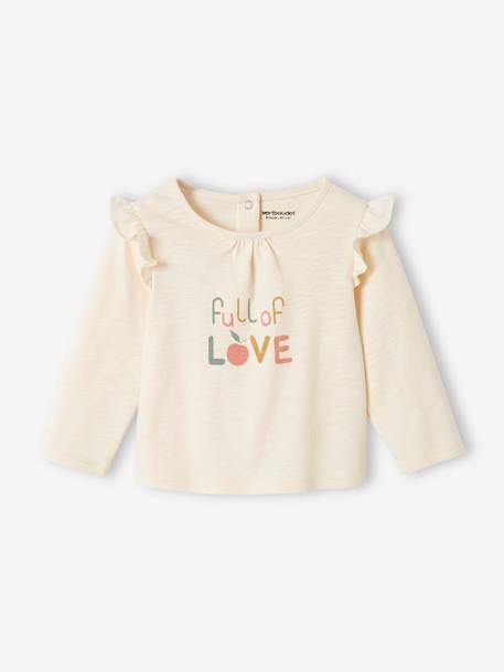 Printed Long Sleeve Top for Babies ecru+rosy 