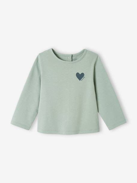 Long Sleeve Basics Top for Babies aqua green+dusky pink 