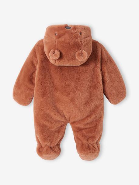 Faux Fluffy Fur 'Sheep' Pramsuit for Babies cashew+ecru 