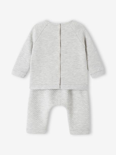 Sweatshirt & Trousers Combo for Babies ecru+marl grey+nude pink 