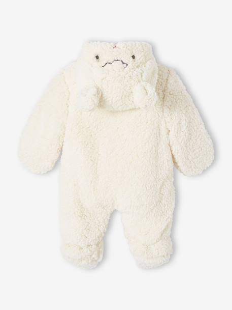 Faux Fluffy Fur 'Sheep' Pramsuit for Babies cashew+ecru 