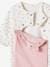 Fleece Sleepsuit for Newborn Babies, Front Flap Opening with Press Studs ecru+rosy 