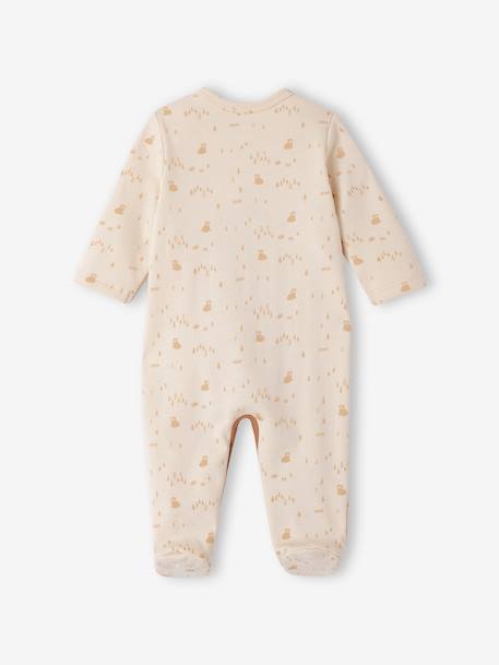 Fleece Sleepsuit for Newborn Babies, Front Flap Opening with Press Studs ecru+rosy 