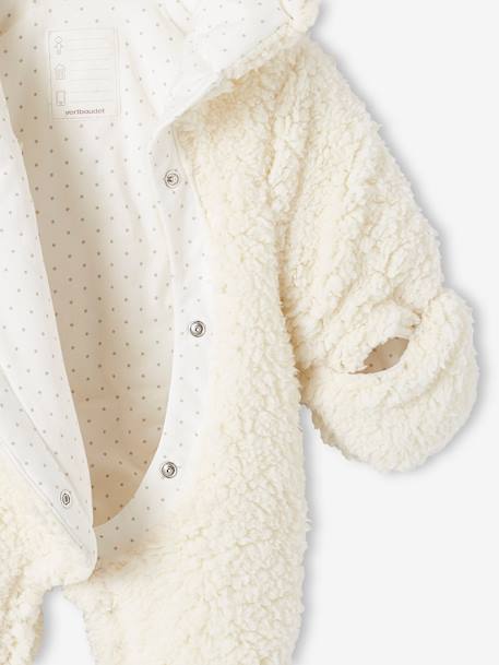 Faux Fluffy Fur 'Sheep' Pramsuit for Babies cashew+ecru 