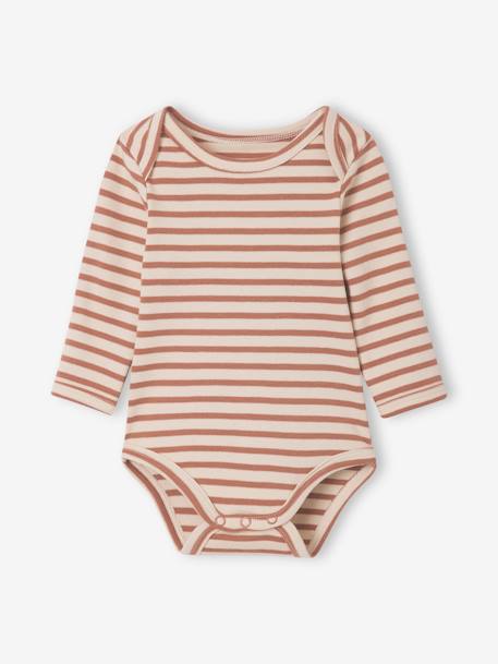 Pack of 5 Long Sleeve Bodysuits with Cutaway Shoulders for Babies cappuccino 