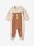 Fleece Sleepsuit for Newborn Babies, Front Flap Opening with Press Studs ecru+rosy 