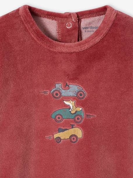 Pack of 2 Velour Pyjamas, Cars, for Babies terracotta 