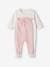 Fleece Sleepsuit for Newborn Babies, Front Flap Opening with Press Studs ecru+rosy 