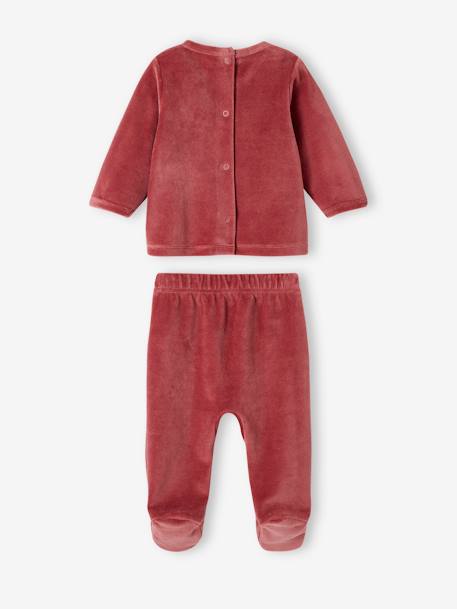 Pack of 2 Velour Pyjamas, Cars, for Babies terracotta 