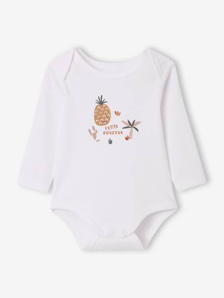 Pack of 5 Long Sleeve Bodysuits with Cutaway Shoulders for Babies cappuccino 