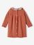 Knitted Dress with Collar in Floral Fabric for Babies rust+WHITE LIGHT SOLID WITH DESIGN 