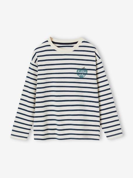 Long-Sleeved Top for Girls hazel+old rose+striped blue 