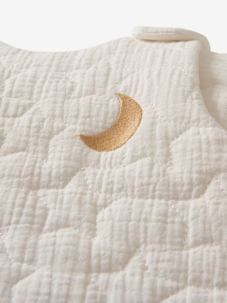 Quilted Baby Sleep Bag with Removable Sleeves in Organic Cotton* Gauze, Dream Nights caramel+Dark Blue+ecru 